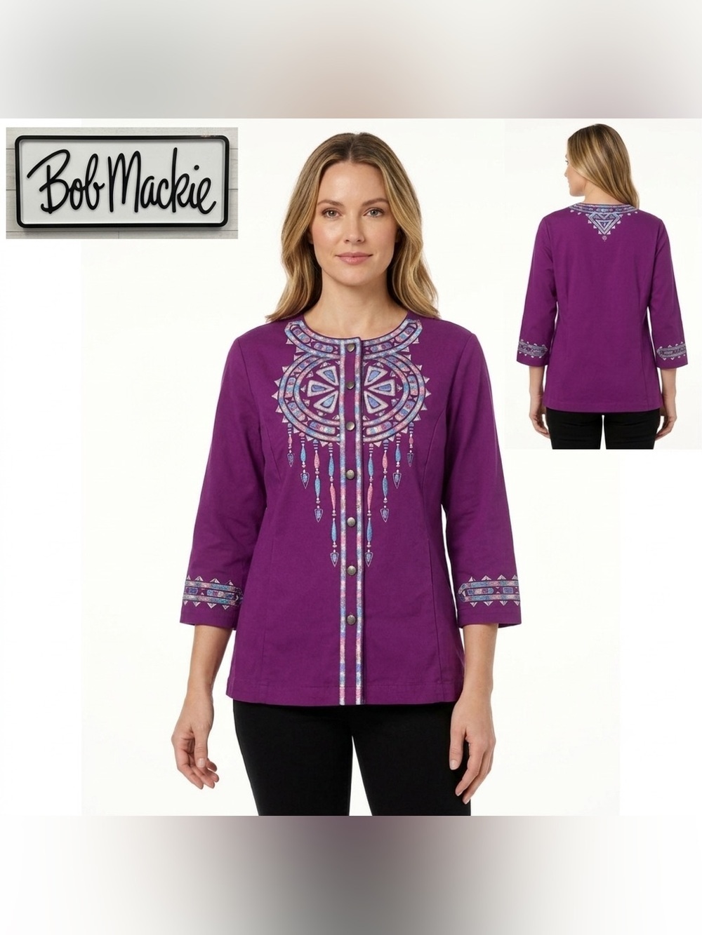 Bob Mackie Wearable Art Santa Fe Dreams Lightweight Jacket Medium